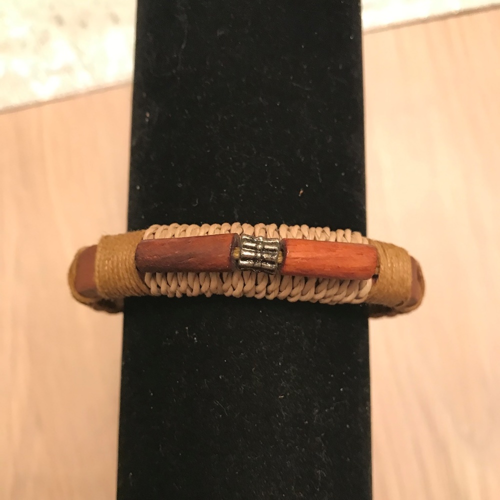 NWOT Brown Leather & Beads Diffuser Bracelet